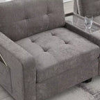 Canapé d'angle en U Whisen Chenille avec 2 consoles, chargeur USB, tiroirs et poches de rangement et pouf mobile