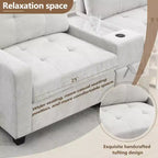 Canapé d'angle en U Whisen Chenille avec 2 consoles, chargeur USB, tiroirs et poches de rangement et pouf mobile