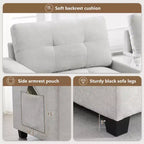 Canapé d'angle en U Whisen Chenille avec 2 consoles, chargeur USB, tiroirs et poches de rangement et pouf mobile