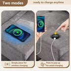 Canapé d'angle en U Whisen Chenille avec 2 consoles, chargeur USB, tiroirs et poches de rangement et pouf mobile