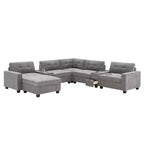 Canapé d'angle en U Whisen Chenille avec 2 consoles, chargeur USB, tiroirs et poches de rangement et pouf mobile