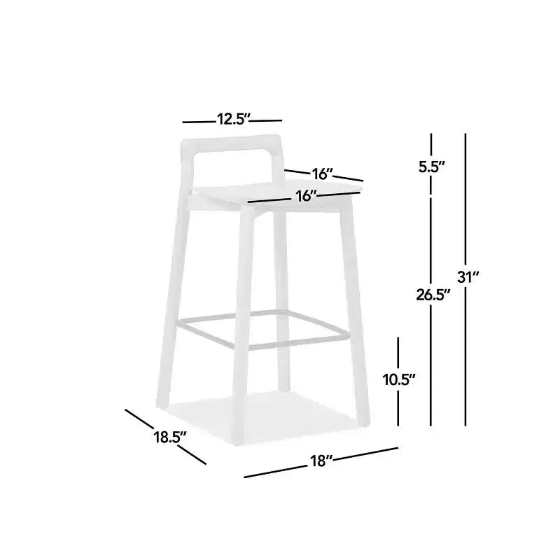 Jennifer Taylor Home Sven 26.5 Tabouret de comptoir en bois, dossier bas, moderne et minimaliste