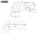 Canapé d'angle moderne Whisen 112 convertible avec pouf de rangement, trois oreillers, dispositifs de chargement