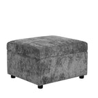 Canapé d'angle moderne Whisen 112 convertible avec pouf de rangement, trois oreillers, dispositifs de chargement