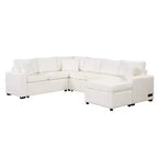Canapé d'angle moderne Whisen 112 convertible avec pouf de rangement, trois oreillers, dispositifs de chargement