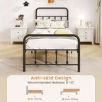 Costway Cadre de lit double/Queen/King size avec tête de lit Rangement sous le lit Aucun sommier tapissier requis Noir