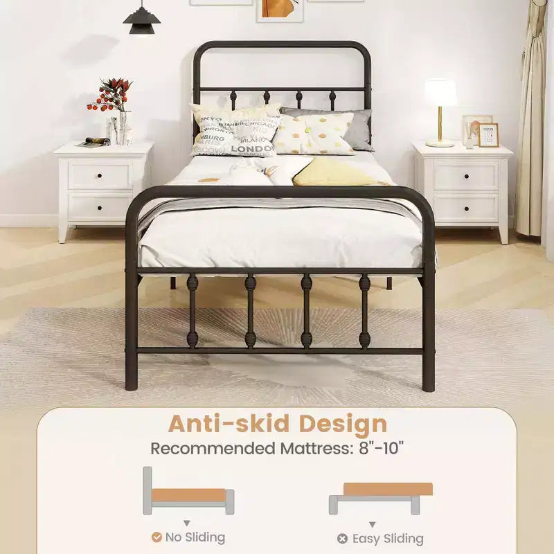 Costway Cadre de lit double/Queen/King size avec tête de lit Rangement sous le lit Aucun sommier tapissier requis Noir