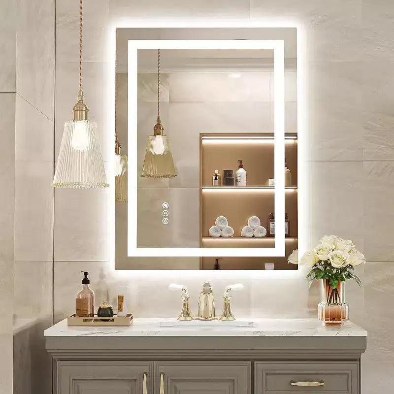 LED Mirror for Bathroom with Anti-Fog, 3 Colors Dimmable, Memory Function, Tempered Glass, ETL Listed, Wall-Mounted