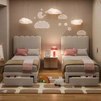 Cadre de lit double avec tiroir de rangement et tête de lit, plateforme de lit double tapissée en velours pour filles, support robuste à lattes en bois, sans bruit
