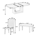 Ensemble de salle à manger 6 pièces avec table extensible et rallonge amovible, 4 chaises de salle à manger rembourrées et un banc, Naturel+Beige - ModernLuxe