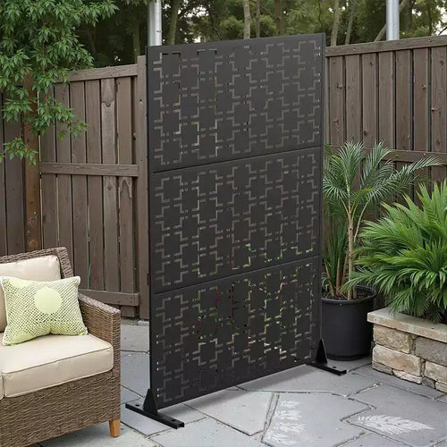 71.37x46.8x15.6 Inch Square Black Galvanized Sheet Screen - Durable Home Partition Material
