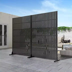 Black Galvanized Steel Fence Screen 183*120*40cm (6-Piece Set)