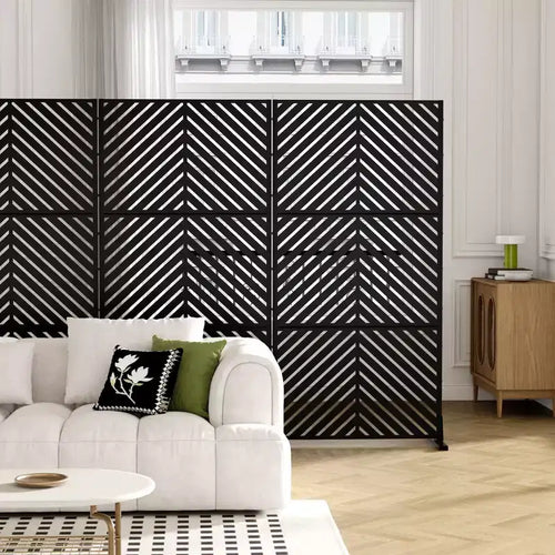 71.37x35.1inch parallel line black galvanized sheet screen balcony terrace garden decoration privacy screen
