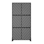 Écran de confidentialité 181,38 x 89,15 cm en tôle galvanisée noire à lignes parallèles, pour balcon, terrasse ou jardin