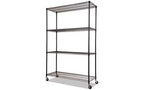 Alera NSF Certified 4-Shelf Wire Shelving Kit with Casters, 48w x 18d x 72h, Black