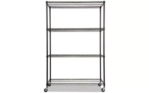 Kit d'étagères métalliques Alera certifiées NSF à 4 niveaux avec roulettes, 48l x 18p x 72h, noir