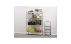 Alera Kit d'étagères métalliques à 4 niveaux certifiées NSF avec roulettes, 122 x 46 x 183 cm (L x P x H), argenté