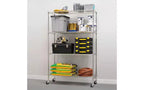 Alera Kit d'étagères métalliques à 4 niveaux certifiées NSF avec roulettes, 122 x 46 x 183 cm (L x P x H), argenté
