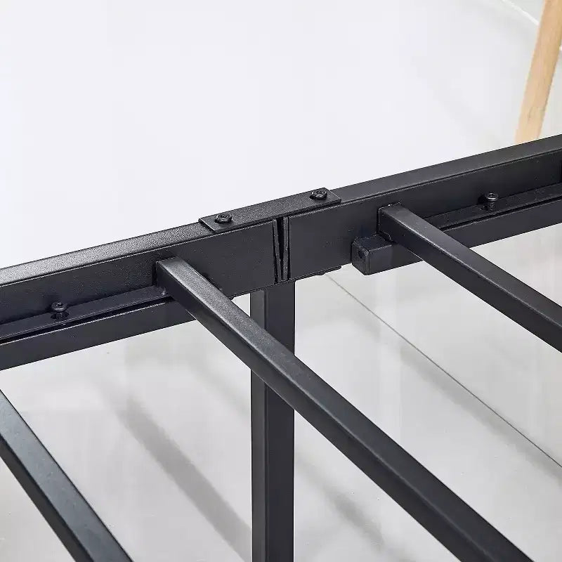 VECELO Lit plateforme double en métal, cadre de lit avec tête et pied de lit, sommier tapissier non requis, noir