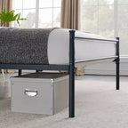 VECELO Lit plateforme double en métal, cadre de lit avec tête et pied de lit, sommier tapissier non requis, noir