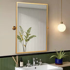 Miroir Mural Rectangulaire à Angle Droit en Fer Doré - 91cm x 61cm x 4cm