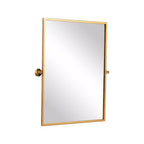 Miroir Mural Rectangulaire à Angle Droit en Fer Doré - 91cm x 61cm x 4cm