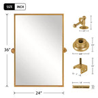 Miroir Mural Rectangulaire à Angle Droit en Fer Doré - 91cm x 61cm x 4cm