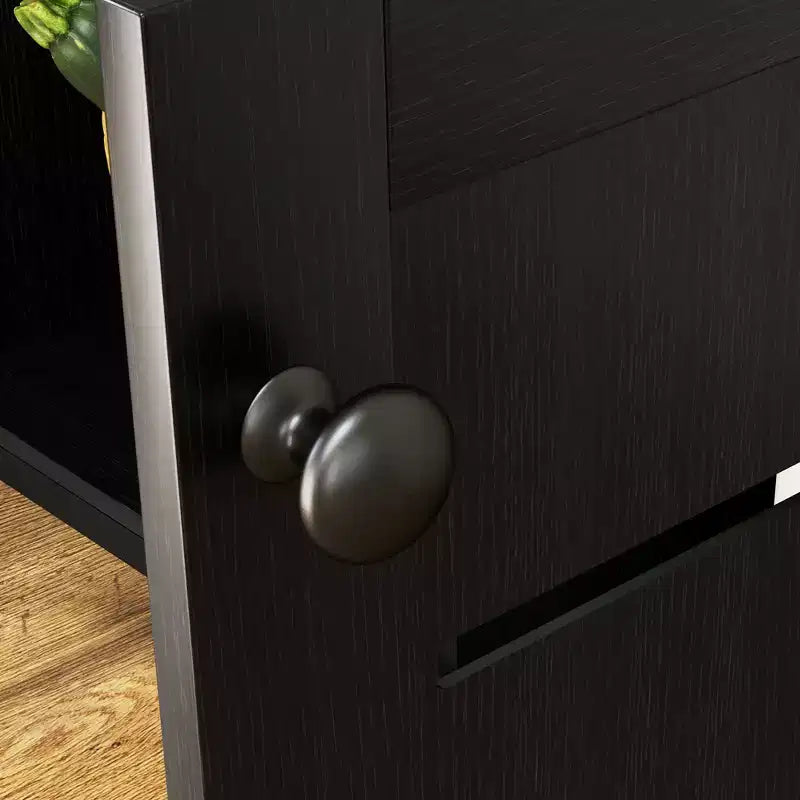 Meuble de cuisine HOMCOM avec prise électrique, meuble de bar à café avec étagères de rangement, support pour micro-ondes avec portes persiennes, noir