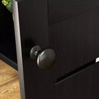 Meuble de cuisine HOMCOM avec prise électrique, meuble de bar à café avec étagères de rangement, support pour micro-ondes avec portes persiennes, noir