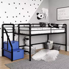 Lit mezzanine double en métal DHP Sol Junior avec marches de rangement