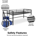 Lit mezzanine double en métal DHP Sol Junior avec marches de rangement