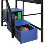 Lit mezzanine double en métal DHP Sol Junior avec marches de rangement