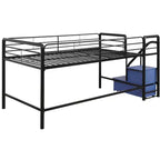 Lit mezzanine double en métal DHP Sol Junior avec marches de rangement