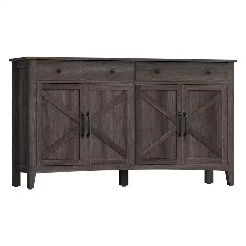 Meuble à café, Armoire de rangement de cuisine avec 2 tiroirs, Buffet de ferme avec étagères réglables pour la cuisine