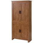 HOMCOM Armoire de cuisine autonome à 4 portes, meuble de rangement avec 3 étagères réglables pour cuisine, salle à manger ou salon, chêne