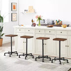 VECELO Tabourets de Bar Hauteur Comptoir Lot de 2, Chaises de Salle à Manger avec Dossier et Pieds pour la Maison ou la Cuisine, Montage Facile, Marron