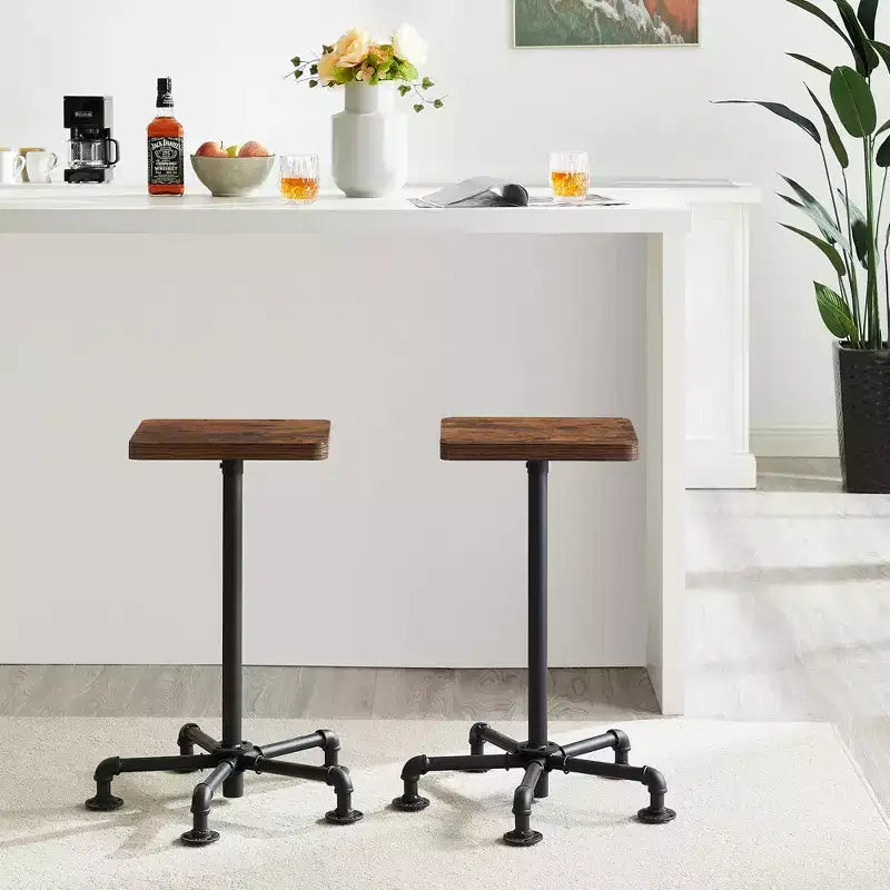 VECELO Tabourets de Bar Hauteur Comptoir Lot de 2, Chaises de Salle à Manger avec Dossier et Pieds pour la Maison ou la Cuisine, Montage Facile, Marron