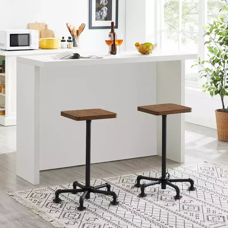 VECELO Tabourets de Bar Hauteur Comptoir Lot de 2, Chaises de Salle à Manger avec Dossier et Pieds pour la Maison ou la Cuisine, Montage Facile, Marron