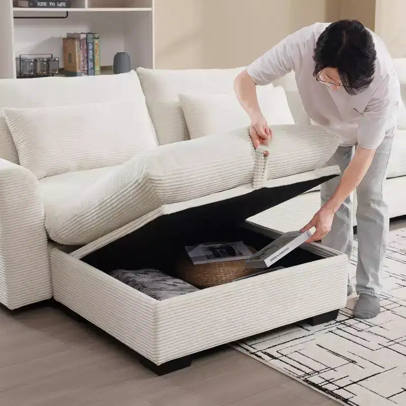 Christopher Knight Home Nelly Pouf de rangement en velours côtelé de 93 cm