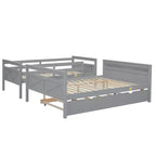 Lit superposé jumeau sur grand lit avec échelle, lit gigogne simple, barrière de sécurité
