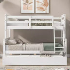 Lit superposé jumeau sur grand lit avec échelle, lit gigogne simple, barrière de sécurité