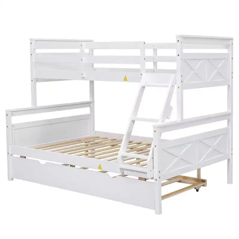 Lit superposé jumeau sur grand lit avec échelle, lit gigogne simple, barrière de sécurité
