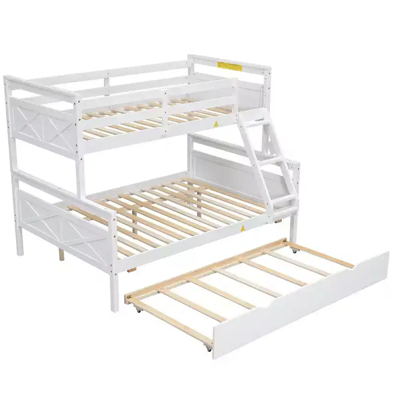 Lit superposé jumeau sur grand lit avec échelle, lit gigogne simple, barrière de sécurité