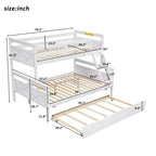 Lit superposé jumeau sur grand lit avec échelle, lit gigogne simple, barrière de sécurité