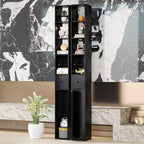 Armoire de salle de bain haute VECELO avec étagères réglables, meuble de rangement étroit avec porte-rouleau de papier toilette et petit tiroir
