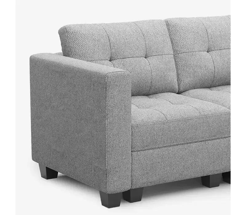 Canapé modulaire tressé Belffin avec assise de rangement et pouf (8 places + 8 côtés)
