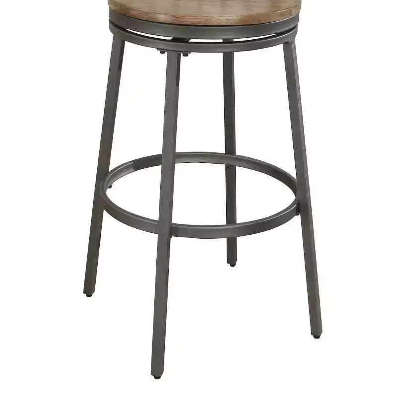 Tabouret pivotant en métal sans dossier Stockton 30 - Gris ardoise - Assise en chêne doré