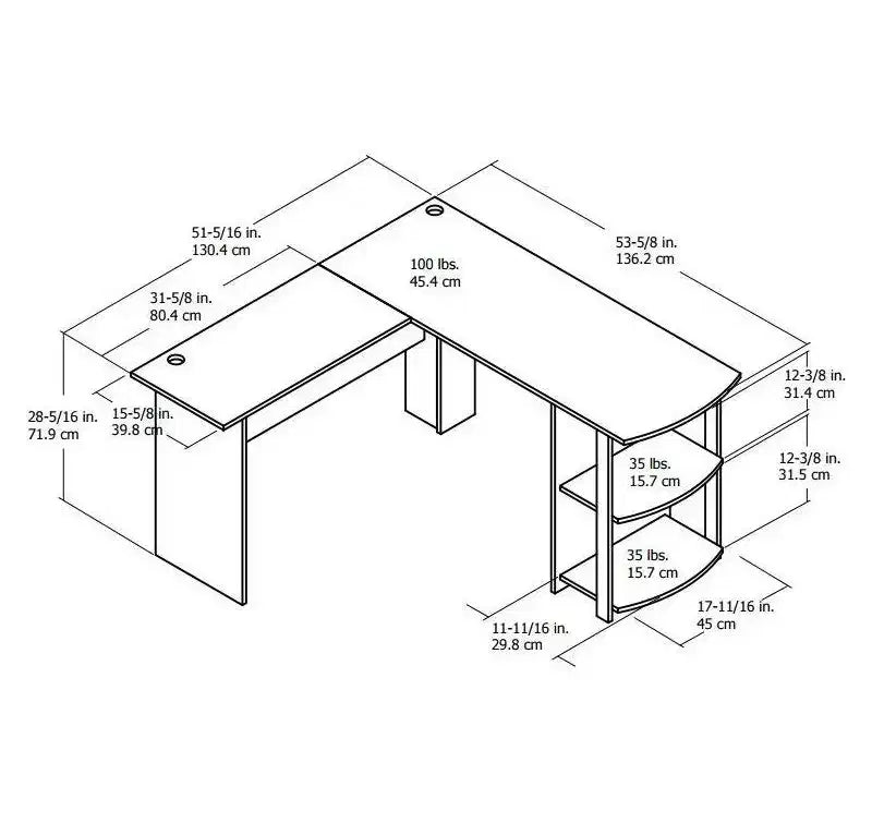 Bureau d'angle Dakota avec étagères