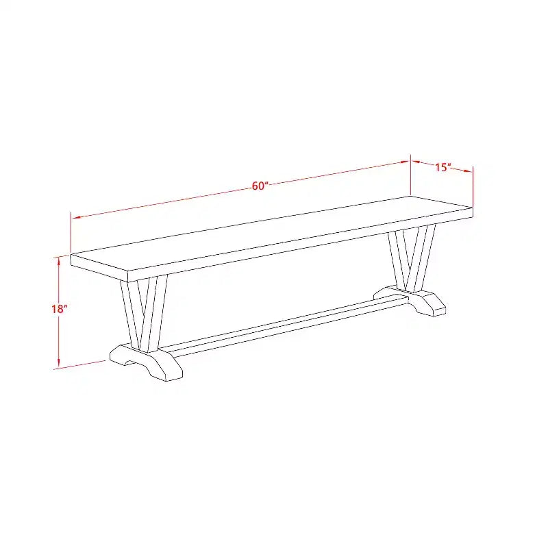 Banc de salle à manger moderne HomeStock avec assise en bois, 60x15x18 pouces, Noir/Espresso