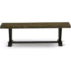 Banc de salle à manger moderne HomeStock avec assise en bois, 60x15x18 pouces, Noir/Espresso
